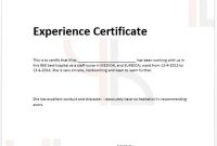 10+ Experience Certificate Format | Certificate Format throughout Certificate Of Experience Template