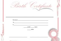10 Free Printable Birth Certificate Templates (Word & Pdf intended for Fake Birth Certificate Template