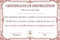 10+ Hard Drive Certificate Of Destruction Templates: Useful pertaining to Free Certificate Of Destruction Template