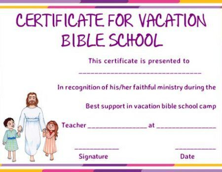 12+ Vbs Certificate Templates For Students Of Bible School inside Vbs Certificate Template