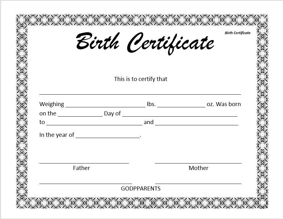 14 Free Birth Certificate Templates In Ms Word &amp; Pdf regarding Birth Certificate Templates For Word