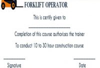 15+Forklift Certification Card Template For Training within Forklift Certification Template
