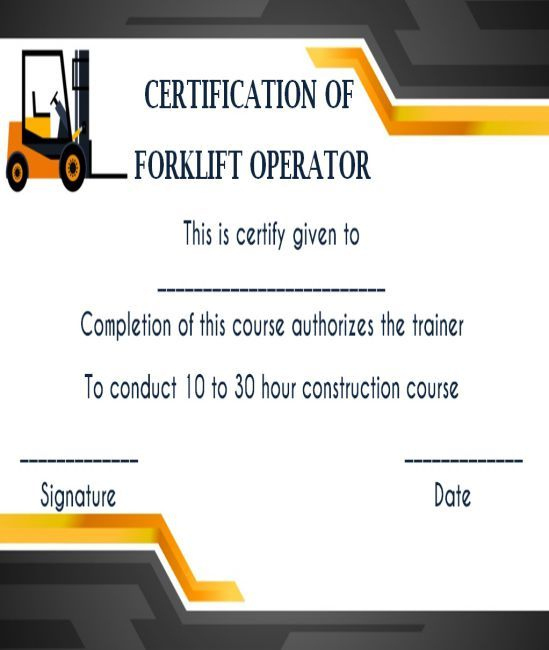 15+Forklift Certification Card Template For Training within Forklift Certification Template