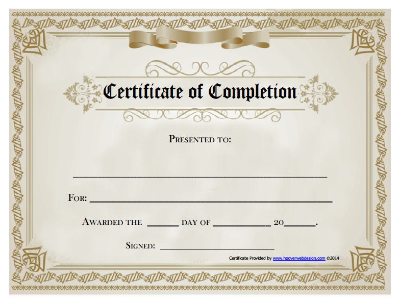 18 Free Certificate Of Completion Templates | Utemplates with Certificate Of Completion Free Template Word