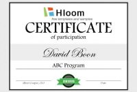3 Free Certificates Of Participation Templates | Hloom regarding Sample Certificate Of Participation Template