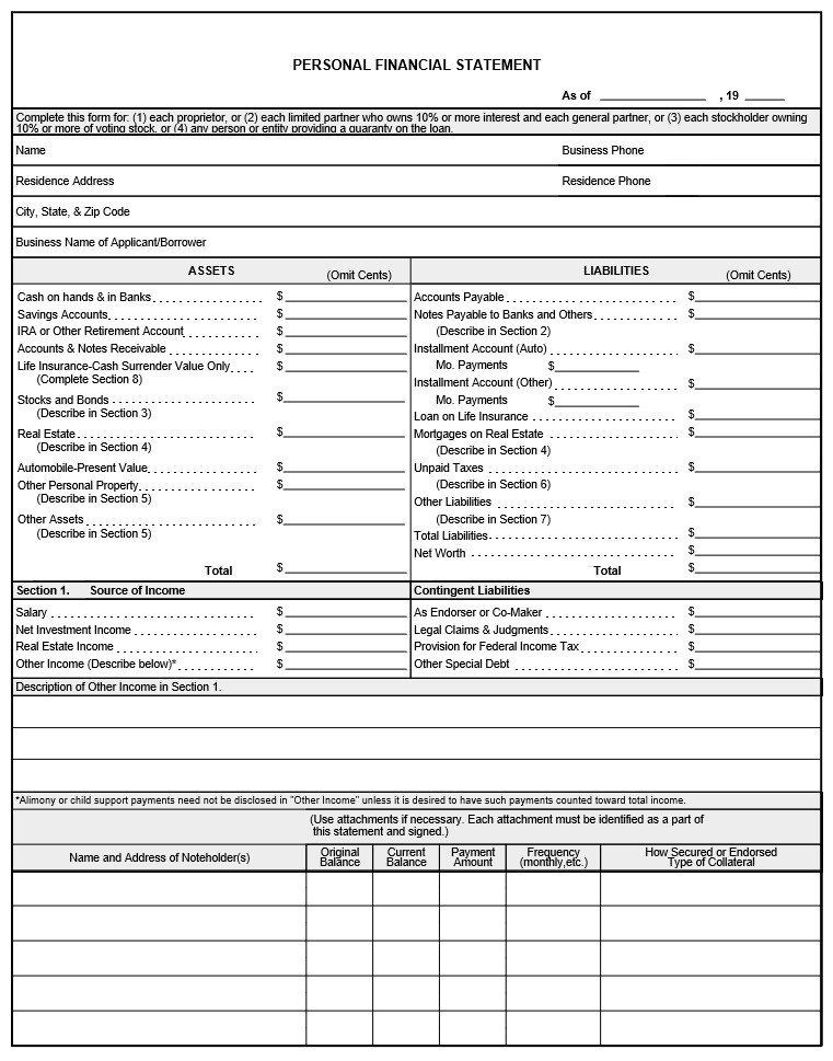 30 Blank Personal Financial Statement In 2020 | Personal with regard to Blank Personal Financial Statement Template
