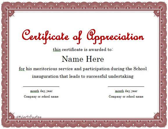 31 Free Certificate Of Appreciation Templates And Letters intended for Certificate Of Appreciation Template Free Printable
