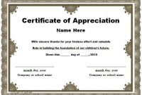 31 Free Certificate Of Appreciation Templates And Letters with regard to Certificate Of Appreciation Template Doc