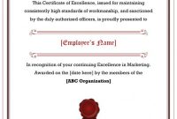 40 Amazing Certificate Of Excellence Templates – Printable intended for Award Of Excellence Certificate Template