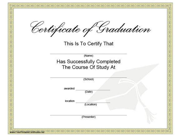 40+ Graduation Certificate Templates &amp; Diplomas - Printable with Free Printable Graduation Certificate Templates