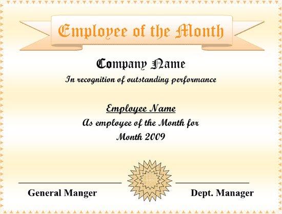 5+ Employee Of The Month Certificate Templates – Word, Pdf, Ppt with Manager Of The Month Certificate Template