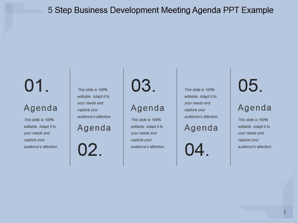 5 Step Business Development Meeting Agenda Ppt Example pertaining to Business Development Meeting Agenda Template