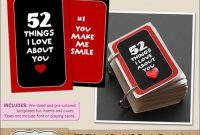 52 Things I Love About You – With Free Printable Inserts with regard to 52 Reasons Why I Love You Cards Templates Free