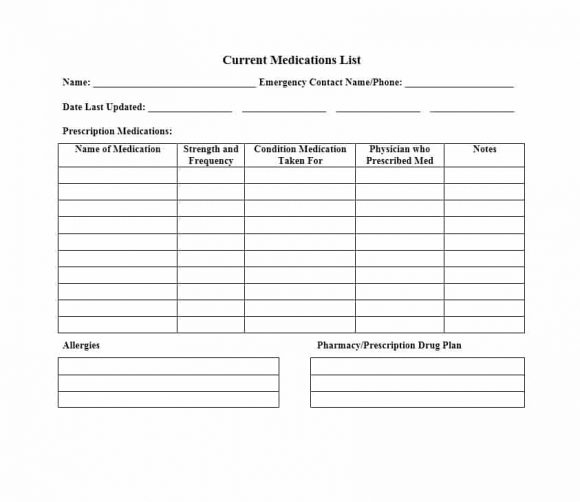 58 Medication List Templates For Any Patient [Word, Excel, Pdf] within Blank Medication List Templates