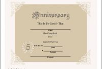 5Th Anniversary Printable Certificate | Free Printable with Employee Anniversary Certificate Template