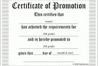 5Th Grade Promotion Certificate Template | This Certificate intended for Promotion Certificate Template