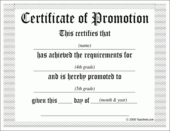 5Th Grade Promotion Certificate Template | This Certificate pertaining to 5Th Grade Graduation Certificate Template