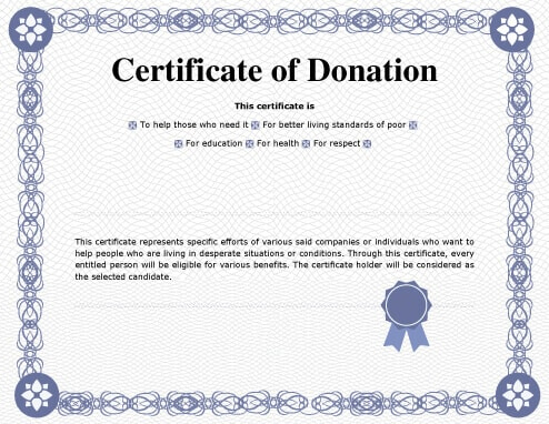 7 Printable Donation Certificates Templates | Hloom for Donation Certificate Template