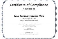 8 Free Sample Professional Compliance Certificate Templates within Certificate Of Compliance Template