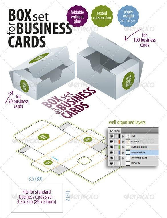 9+ Business Card Box Templates &amp; Design Files | Folded in Business In A Box Templates