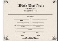 A Basic Printable Birth Certificate With An Elaborate with Fake Birth Certificate Template