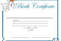A Cute Birth Certificate Bordered In Blue, With A Full-Color with regard to Fake Birth Certificate Template