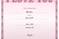 A Lacy Purple Romantic Certificate Saying, Simply, I Love in Love Certificate Templates