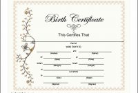 A Pretty Pink Bordered Birth Certificate For A Baby Girl regarding Girl Birth Certificate Template