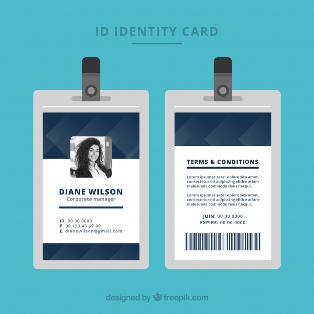 Abstract Id Card Template With Geometric Style | Free Vector throughout Portrait Id Card Template