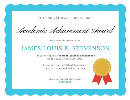 Academic Excellence Certificate | Awards Certificates with regard to Academic Award Certificate Template