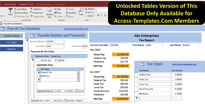 Access Database For Small Business Payroll Software And Tax with regard to Small Business Access Database Template