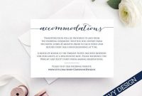 Accommodation Card Insert, Wedding Information Card Template throughout Wedding Hotel Information Card Template