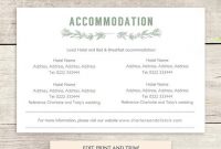 Accommodation Card Printable Template, Printable Wedding throughout Wedding Hotel Information Card Template