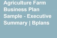 Agriculture Farm Business Plan Sample – Executive Summary in Ranch Business Plan Template