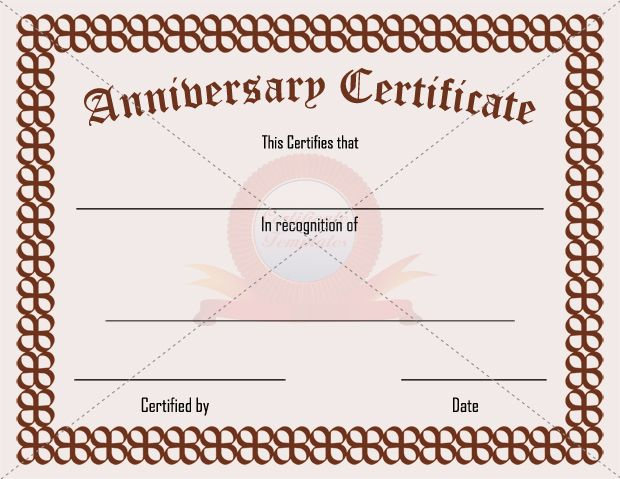 Anniversary Certificate Template | Certificate Templates inside Anniversary Certificate Template Free