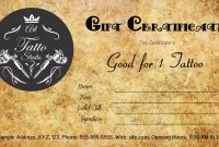 Antique Style Tattoo Gift Certificate Template | Gift in Tattoo Gift Certificate Template