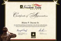 Army Certificate Of Appreciation Template (7) – Templates inside Certificate Of Achievement Army Template