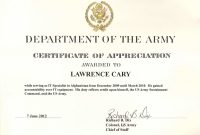 Army Certificate Of Completion Template Unique Army for Army Certificate Of Achievement Template