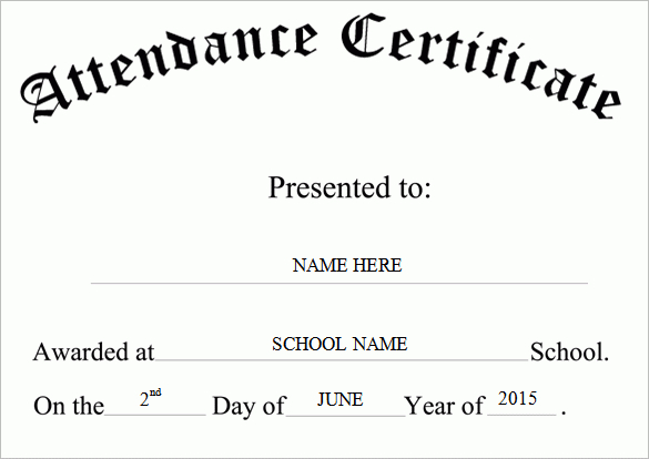 Attendance Certificate Template Word (1 In 2020 | Attendance with Attendance Certificate Template Word