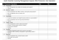 Audit Checklist Covering Management Aspects With Production for Business Process Audit Template
