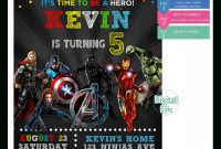 Avengers Birthday Invitation Superheros For Boy Digital Template Editable  Pdf + Free Thank You Card inside Avengers Birthday Card Template