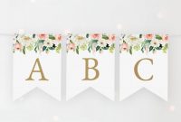 Baby Shower Banner Template, Printable Name Banner, Alphabet Banner,  Birthday Banner, Letter Banner, Bunting, Blush Pink, Floral, Kin-012 with Baby Shower Banner Template