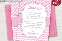 Baby Shower Thank You Card For Girls throughout Thank You Card Template For Baby Shower