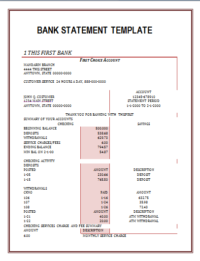 Bank Statement Template | Statement Template, Credit Card with Credit Card Bill Template
