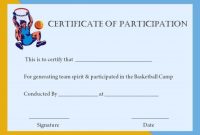 Basketball Participation Certificate: 10+ Free Downloadable inside Basketball Camp Certificate Template