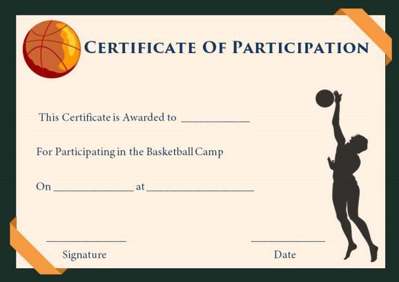Basketball Participation Certificate: 10+ Free Downloadable with Basketball Camp Certificate Template