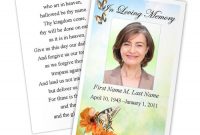 Beautiful Butterfly Memorial Prayer Card Template with Memorial Card Template Word
