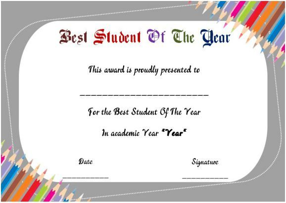 Best Student Of The Year Award Certificate | Awards pertaining to Student Of The Year Award Certificate Templates