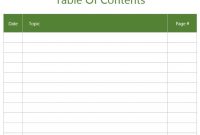 Best Table Of Contents Template Examples For Microsoft Word for Blank Table Of Contents Template Pdf