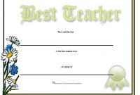 Best Teacher Certificate Printable Certificate for Best Teacher Certificate Templates Free
